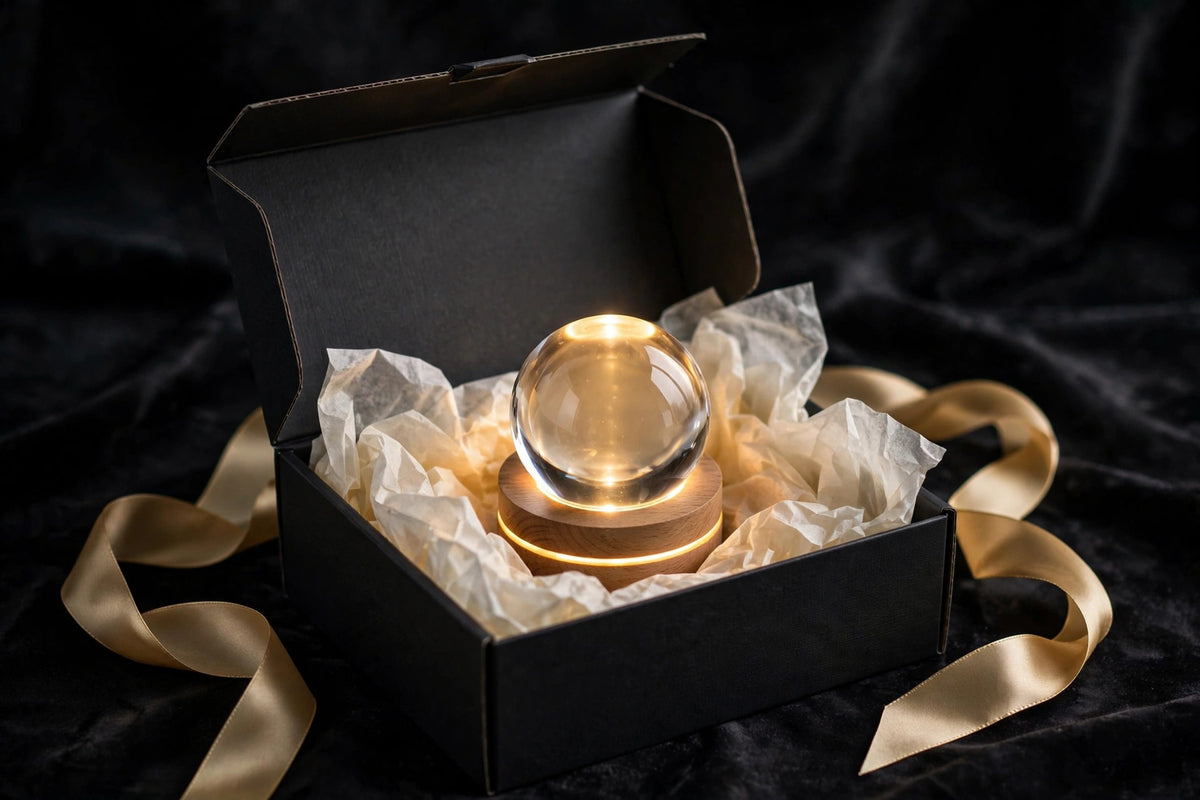 3D Solar System Crystal Ball Night Light – Laser Engraved Glass Sphere with Wooden LED Base, USB Powered