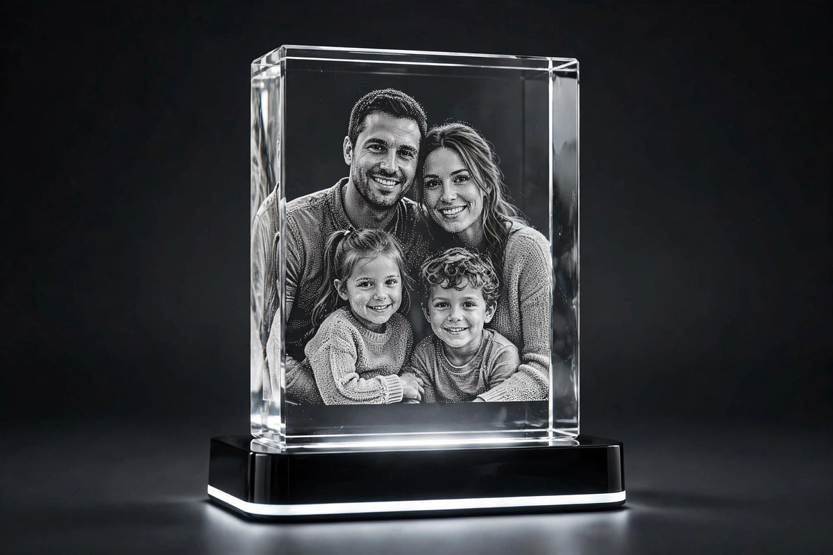 Custom 3D Photo Crystal – Rectangle, Personalized Laser Engraved Picture Block